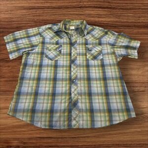 Wrangler Western Fashion Mens XXL Plaid Snap Front Short‎ Sleeve Shirt